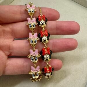 Baublebar Disney Minnie & Daisy Repeating Bracelets Adjustable Gold NEW BUNDLE